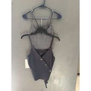 Unionbay Striped & American‎ Eagle Ribbed Wrap Crop Top Bundle Camisole Large
